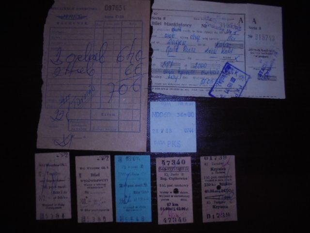 Bilety PKP 1988r.