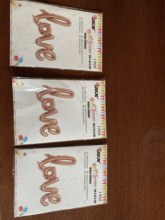 3szt balon love różowe złoto 100cm