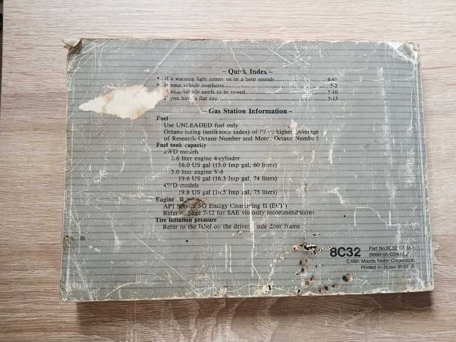 Mazda MPV 1992 owners manual instrukcja obsługi