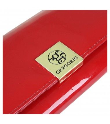 Duży portfel damski skórzany GREGORIO czerwony lakier