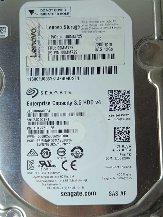 Серверний Хард Диск HDD Seagate 6TB Enteprice 7200RPM SAS 12GB/s 3.5