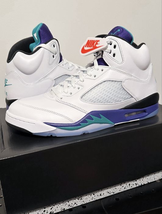Оригінал Кросівки Air Jordan 5 Retro OG Grape Джордан білі шкіряні