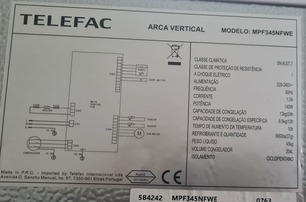 Congelador vertical TELEFAC