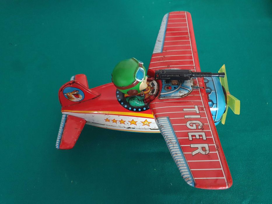 Tiger Plane, Modern Toys - Avião de Lata - Anos 60 - Japão