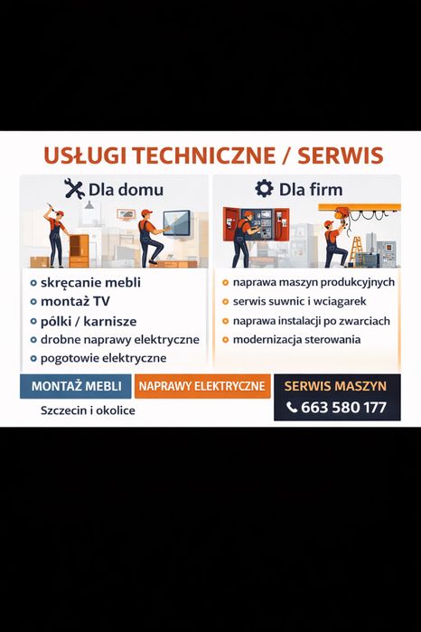 Usługi techniczne / skrecanie i montaż mebli / Serwis maszyn