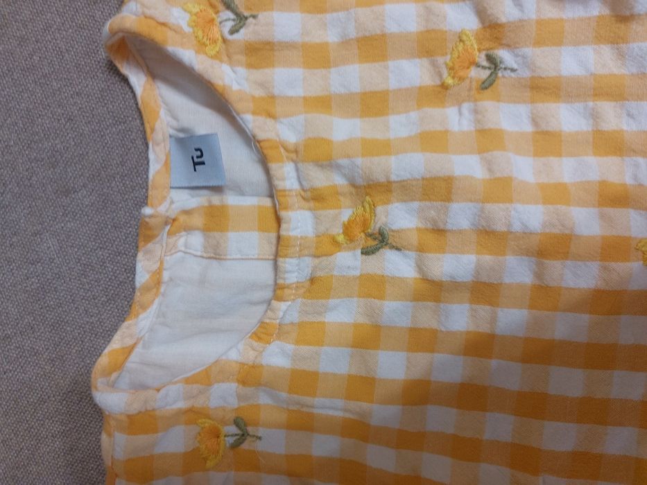 мила жовта вишита сукня в клітинку 3-4 роки tu