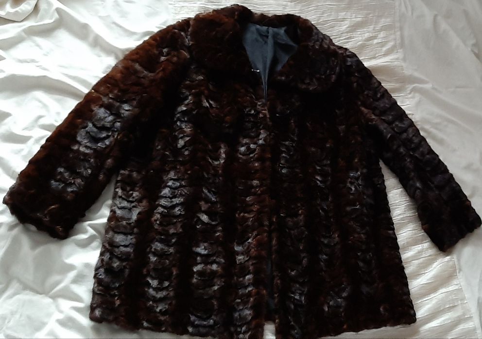 Naturalne futro z norek brązowych rozm 48