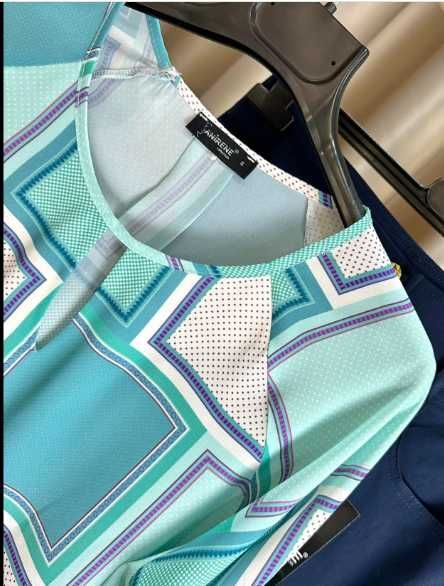 Tunica Anirene em tons verde água e tuquesa (NOVA COM ETIQUETA)