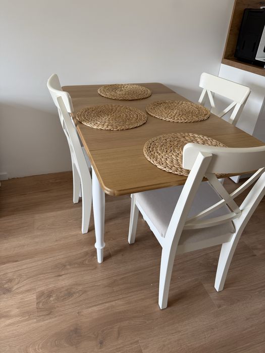 Stoł rozkładany Danderyd Ikea + 3 krzesła