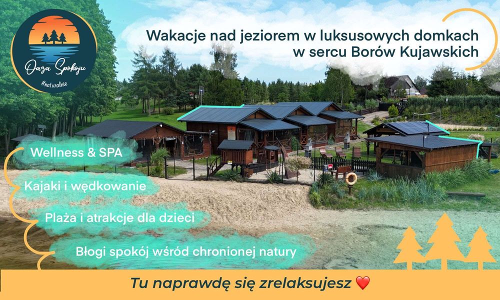 Domek nad jeziorem z jacuzzi, sauną i strefą masażu .