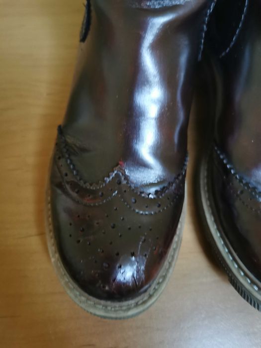 Bordowe botki 37 za kostkę skórzane