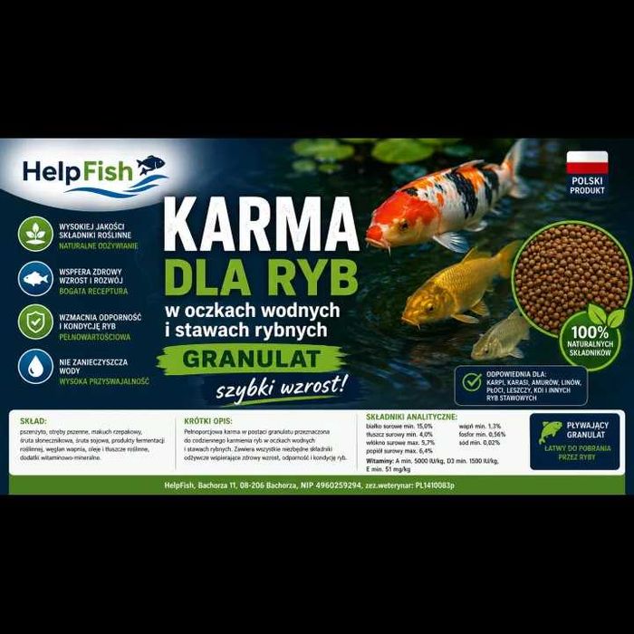 10kg karma dla narybku ryb 4-35cm słodkowodnych granulowana