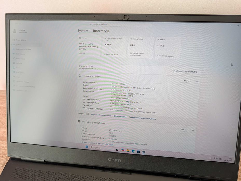 HP Omen 17 i5/16GB/512GB/RTX3060