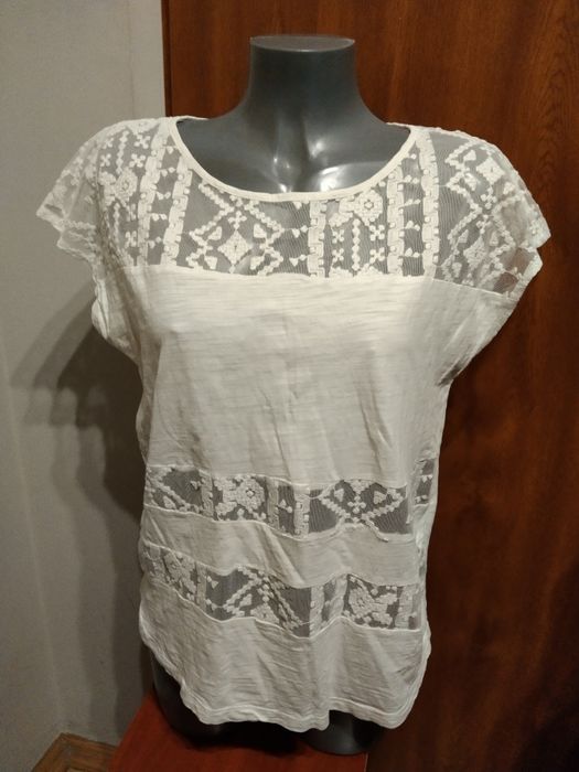 3xl 46 biała elegancka bluzka big size duży rozmiar haftowana