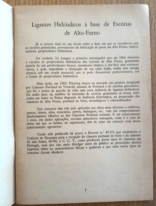 Cimento Portland de Ferro - Caderno de Encargos