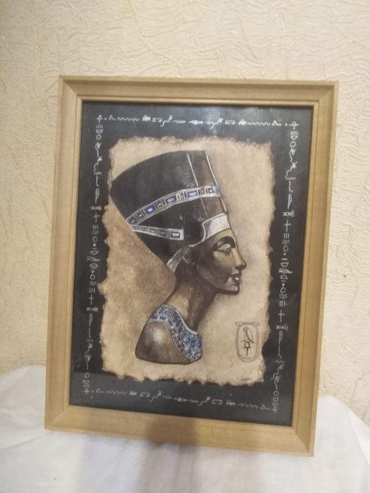 Картина "Погруддя давньоєгипецької цариці Нефертіті на папірусі