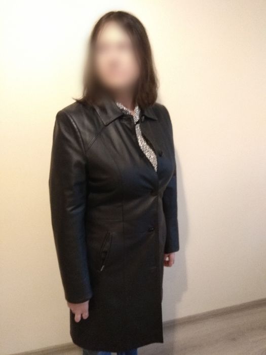 Skóra, elegancki płaszcz skórzany.