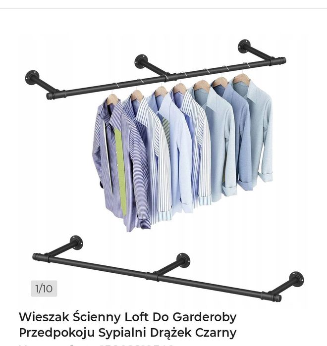 Wieszak ścienny,drążek czarny