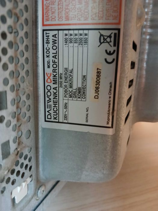 Kuchenka mikrofalowa Daewoo KOC-8H4T na części