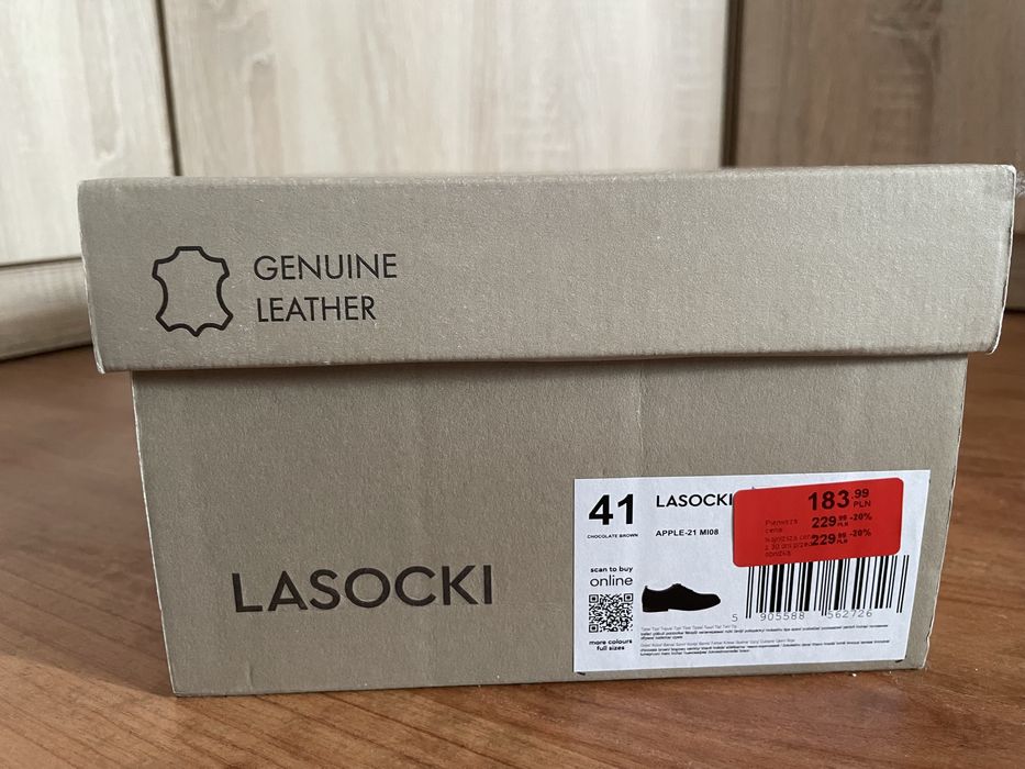 Nowe Buty półbuty męskie skórzane r.41 f. Lasocki