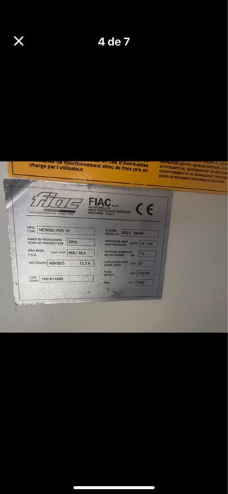 Compressor Fiac 7.5 kw 2015 como novo…