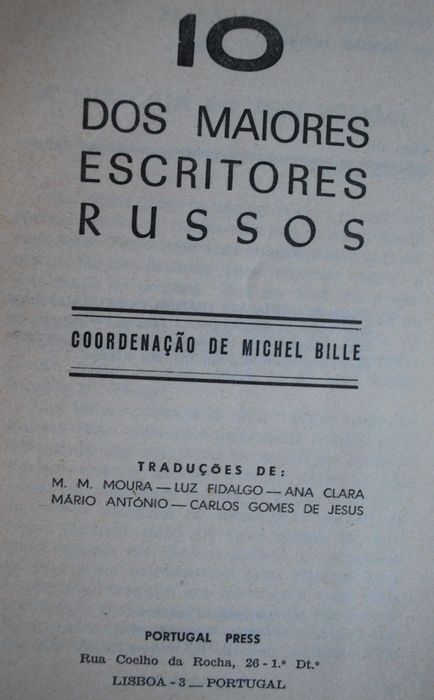 10 dos Maiores Escritores Russos - 1º Edição Ano 1973