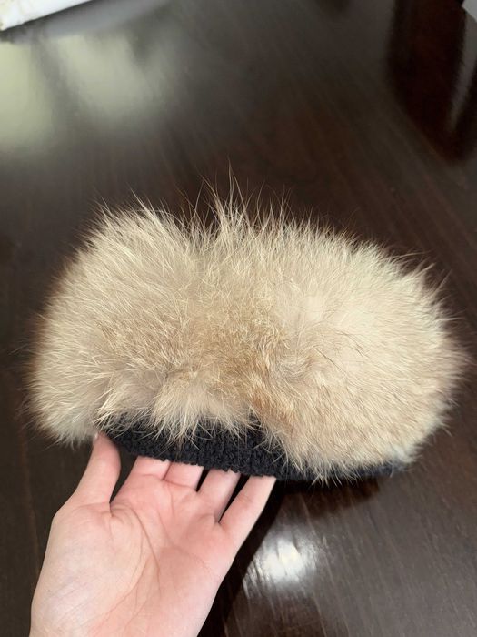 Czapka z naturalnego futra - biała/śnieżna VINTAGE