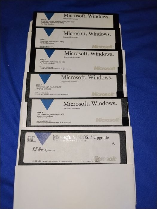 Oryginalne dyskietki 5.25" Microsoft Windows 3.0 + MS-DOS 5 (1990) Retro PC