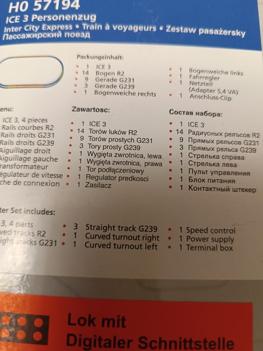 Piko kolejka zestaw startowy H0 57194 ICE 3 model pociąg ekektryczna