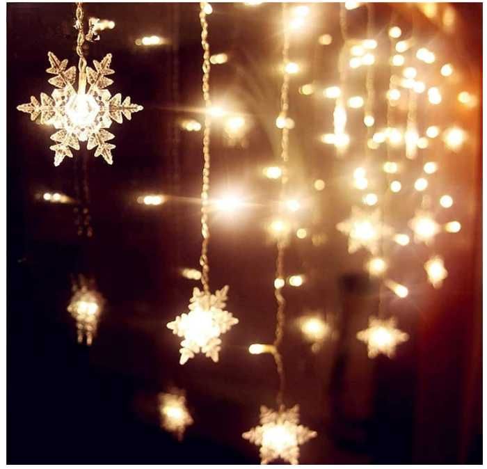 Kurtyna świetlna ze śnieżynkami 3.5m 96LED OAICIA