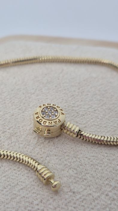 Nowa złota bransoletka typu Pandora 20 cm klasyk cyrkonie okrągła 585