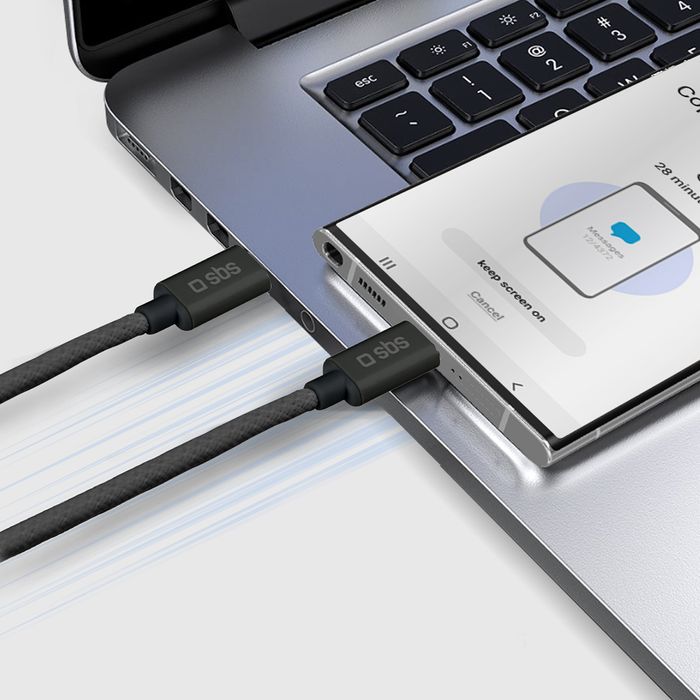 Kabel Sbs Tecabletissuetcck Usb-c - Usb-c 1,5m 60W w oplocie - czarny