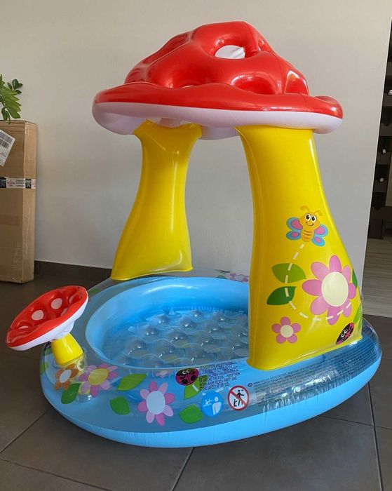 Basen Dmuchany dla Dzieci z Daszkiem Muchomorek 102 cm - NOWY