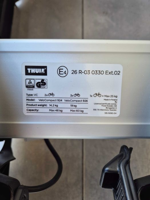 Bagażnik rowerowy na hak. Thule VeloCompact 924
