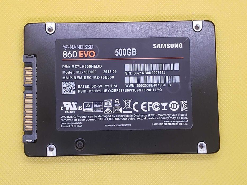 SSD 500gb Samsung 860 EVO. 2.5" sata3 tlc 7mm б.у. хорошее состояние.