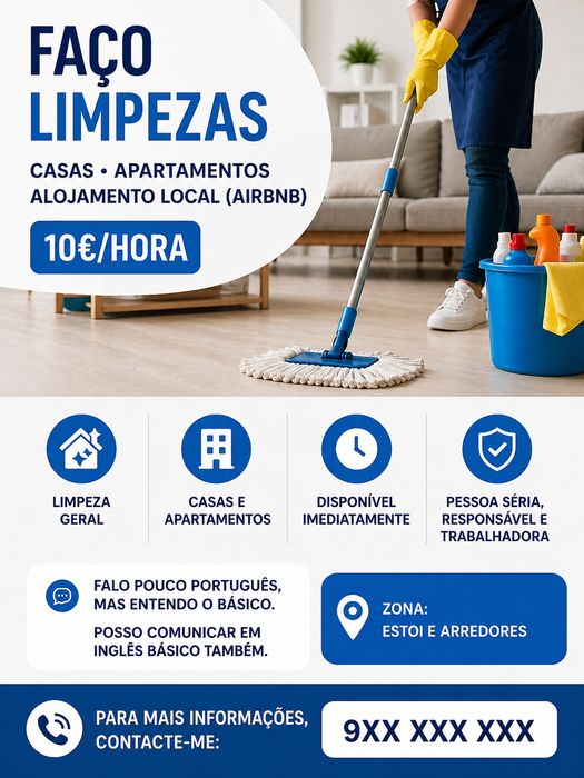 Limpezas casas Estoi ao hora