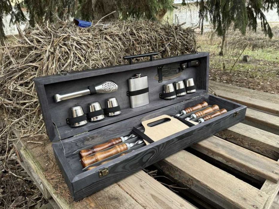 Набір шампурів на подарунок в кейсі! Дерево\фанера! Всім чоловікам!