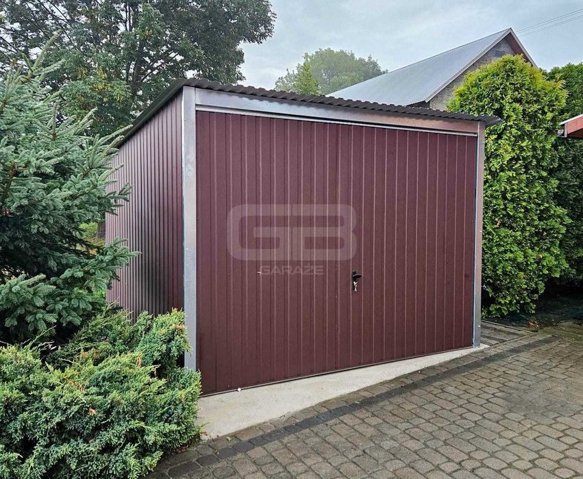 Garaż blaszany 3x4 m - wolnostojący - brama uchylna - spad w tył GB134