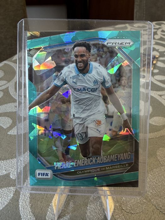 Pierre-Emerick Aubameyang Teal Cracked Ice Prizm /99 | Panini Prizm FIFA 2025/26 | Marseille