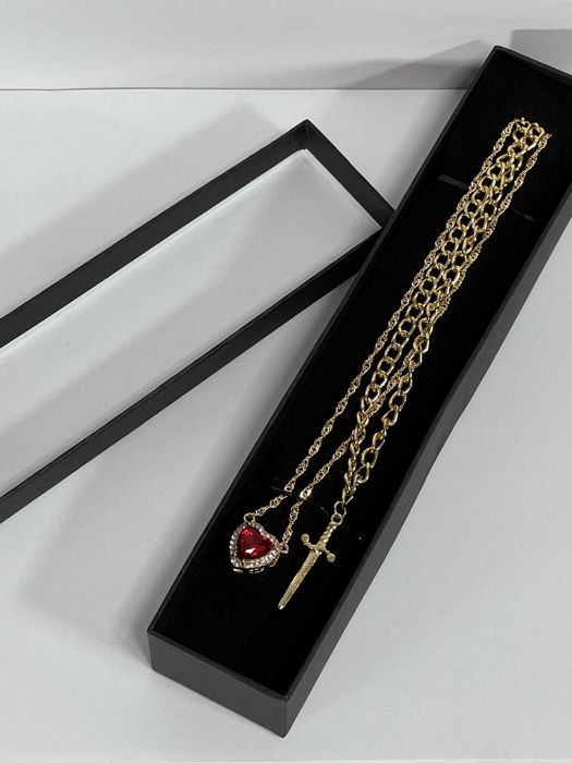 Парна підвіска «Серце і Меч» 2 золоті підвіски, подарункове пакування