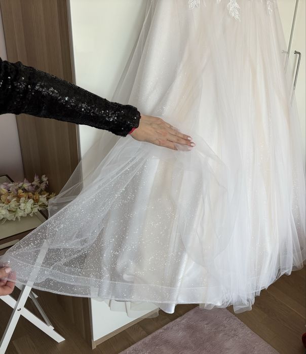 Suknia ślubna gorset rozm 42 tiul brokat