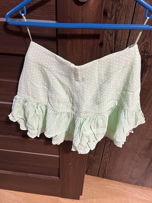 Spódniczka zielona miętowa w kropki
