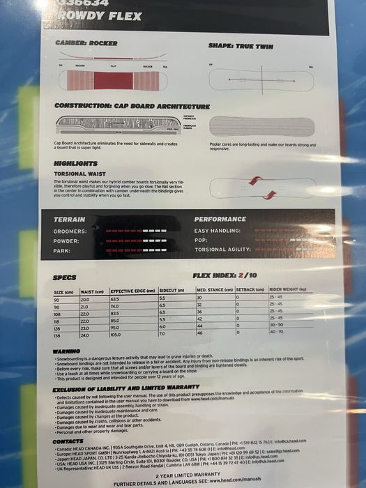 Deska Head Rowdy Flex Junior 2026r 138cm