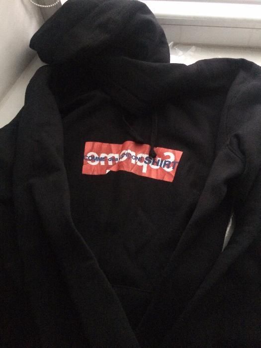 Supreme X Comme Des Garcons CDG Box Logo Sweatshirt Hoodie SS17 Black