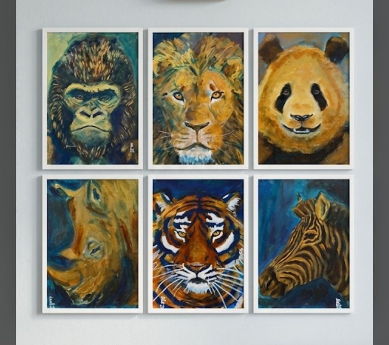 Quadros decorativos animais selvagens prints em alta resolução A4