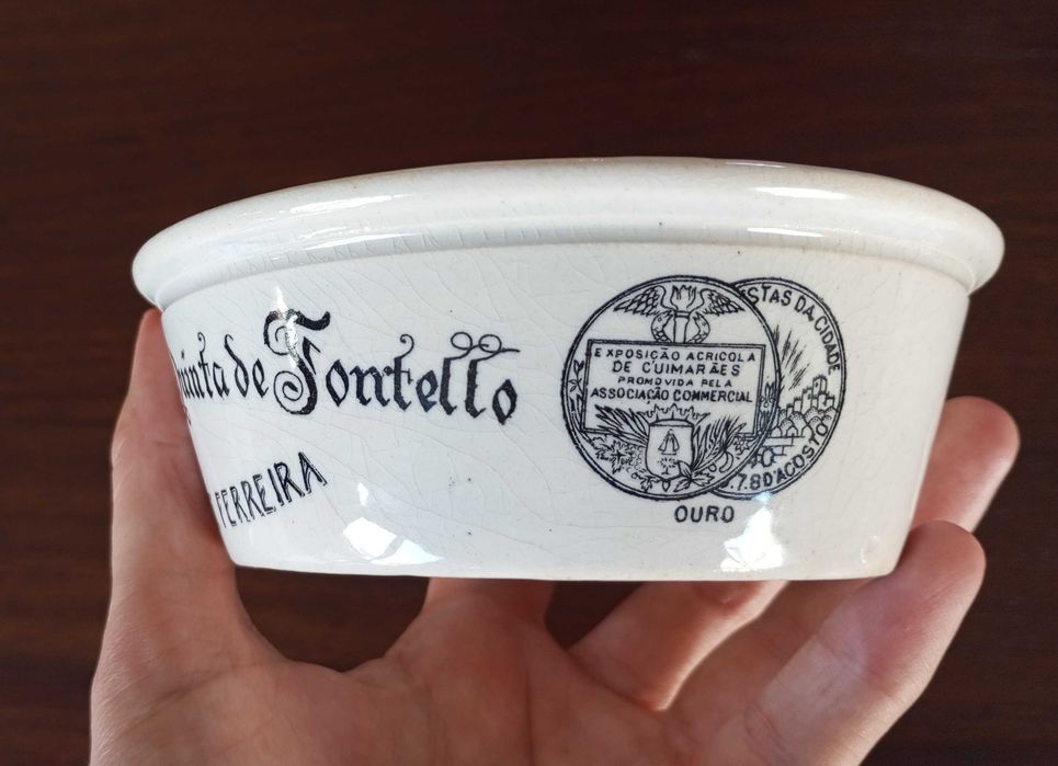 Antiga tigela/taça publicitária Manteiga da Quinta de Fontello em faiança Massarellos Porto