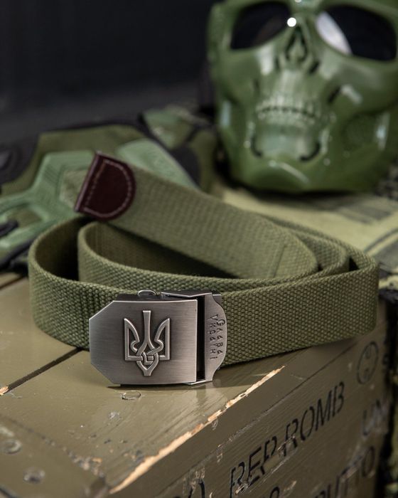 Тактичний військовий ремінь Герб Слава Україні Олива