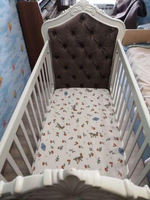 Дитяче ліжко для немовляти дерев'яне з матрасом Baby veres
