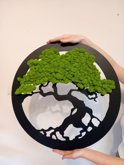 Drzewko bonsai. Obraz z mchu chroboteka 60 cm.Prezent.