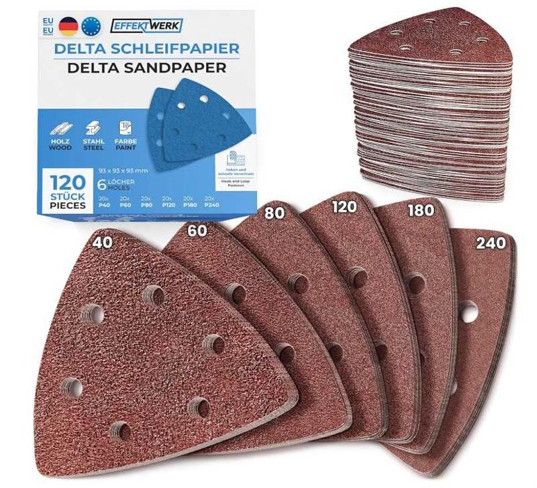 Papier ścierny trójkątny 120 sztuk P40-P240 EFFEKTWERK